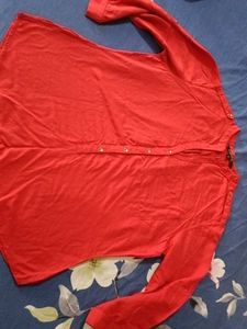 Red Long Sleeve Casual Shirt