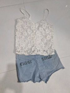 Cute Cami &amp; Denim Shorts Set