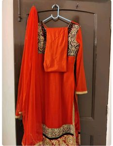 designer netted red color party wear dress