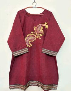 Maroon Embroidered Kurti 50" bust