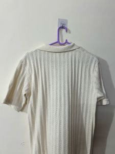 Cream Textured Polo Shirt