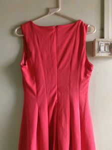 Vibrant Coral Fit &amp; Flare Dress