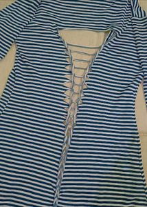 Striped Open Front Longline Cardigan