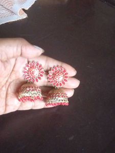 Red Jhumka Earrings