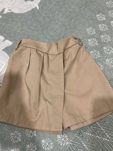 Tan Pleated Shorts