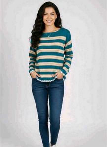 Striped Crew Neck Long Sleeve Sweater