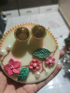 resin kanku thali on mdf wood base