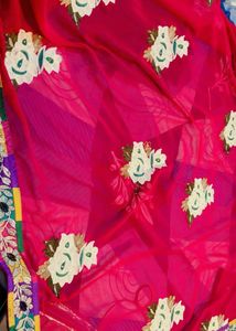 Vibrant magenta and green Floral Embroidered Saree