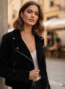 Black Velvet Moto Jacket