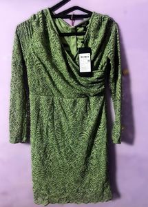 Sage Green Lace Long Sleeve Mini Dress
