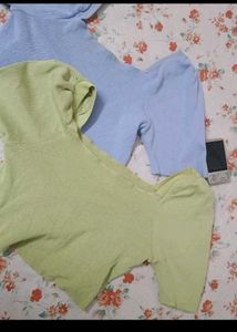 combo light blue and green top