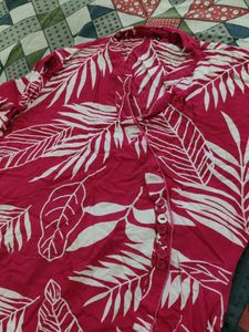 Vibrant Pink Tropical Print Kurta