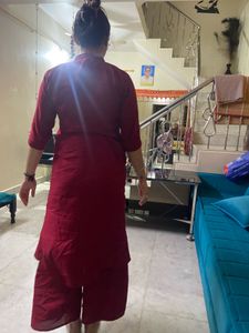 Maroon Kurta Set with Palazzo Pants