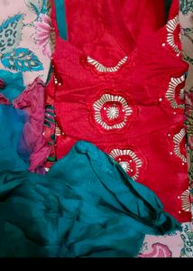 Embellished Red Ethnic Suits