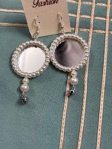 mirror work earrings, two piece combo