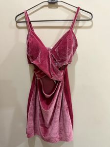 Velvet Crossover Bodycon Mini Dress with Cutouts