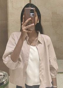 Stylish Beige Collared Shirt with Slip