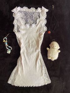 White y2k backless Lace Trim top