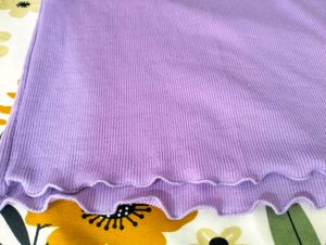 Cute Lavender Ribbed Lettuce Trim Top💜