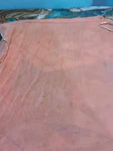Peach Dupatta with Gold Border
