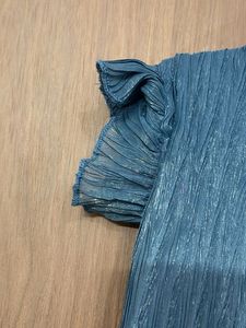 New designer Crushed Blue Puff Sleeve Top