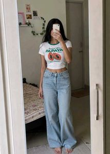 Papaya Graphic Crop Tee