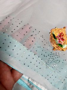 Light Weight Embroidery And Stone Work Saree