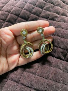 Designer Hoop Earrings with CZ Stones