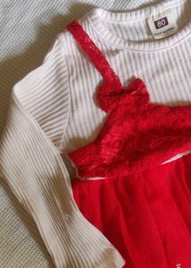 CUTE RED BABY FROCK