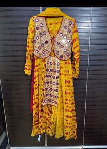 3 peice  Kurta Set with Embellished Jacket