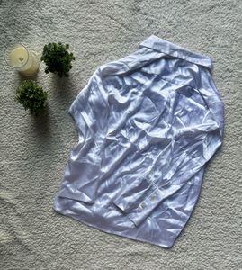Elegant Silky White Button-Up Shirt