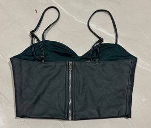 Faux Leather Bustier Crop Top