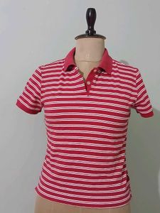 Classic Red & White Striped Polo Shirt