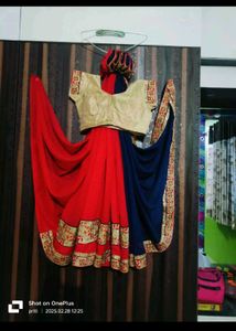 Blue and Red Saree
