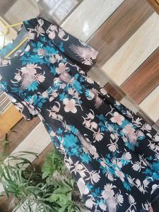 Korean Floral Digital Print One piece/ Midi dress