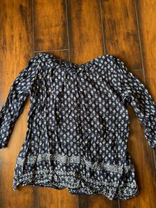Boho Print Long Sleeve Tunic Top