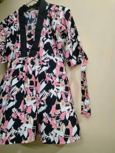 Chic Abstract Print Top style short Kurti