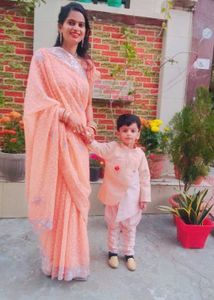 Peach Embellished Saree