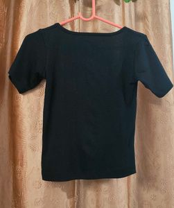 Black Square Neck Top