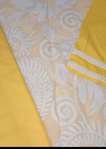 Yellow &amp; White Chikankari Kurta Set