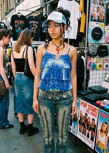 Y2K Ruffle Tie-Dye Camisole Top