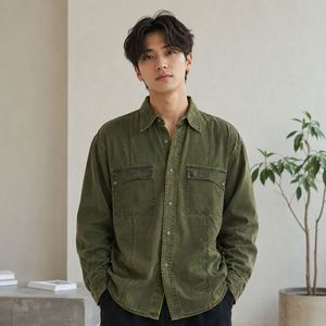 Olive Military Shirt | Gold Lion Print | Only 1
