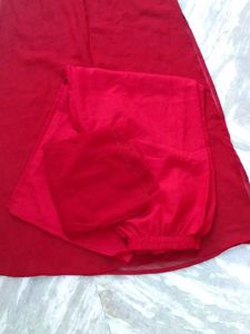 Elegant Red Kurta Set with White Embroidery