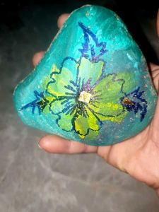Hand-Painted Floral Art Stone