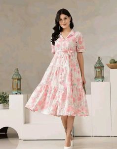 Floral Print Tiered Midi Dress