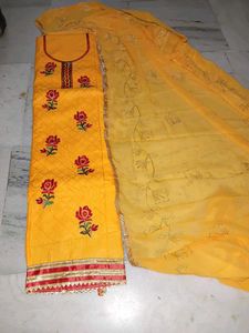 Yellow Embroidered Kurta Set with Dupatta
