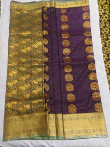 Elegant Purple & Gold Brocade Saree