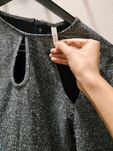 Sparkly Cut-Out Long Sleeve Dress