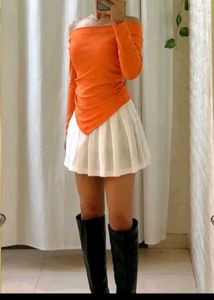 Tangerine Offshoulder Top
