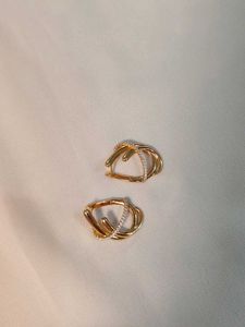 Chic pink Gold &amp; Crystal Hoop Earrings